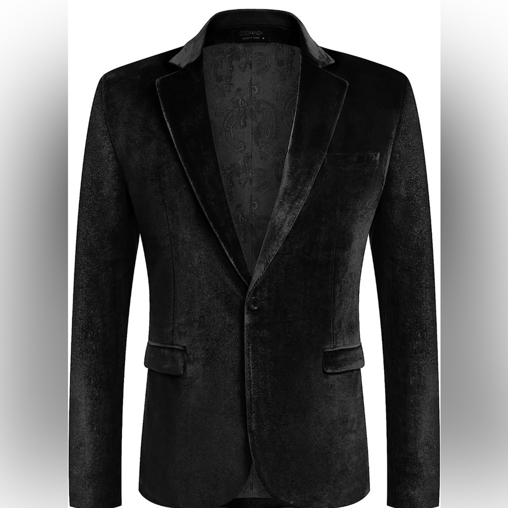 NWT Gorgeous Black Velvet Single Button Suit Jacket / Blazer size Medium